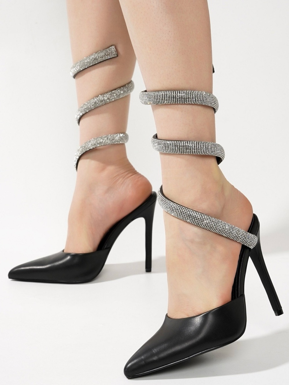 NWT Cape Robbin Adelle Rhinestone Wrap Around Strappy Stiletto Heels Size 8.5